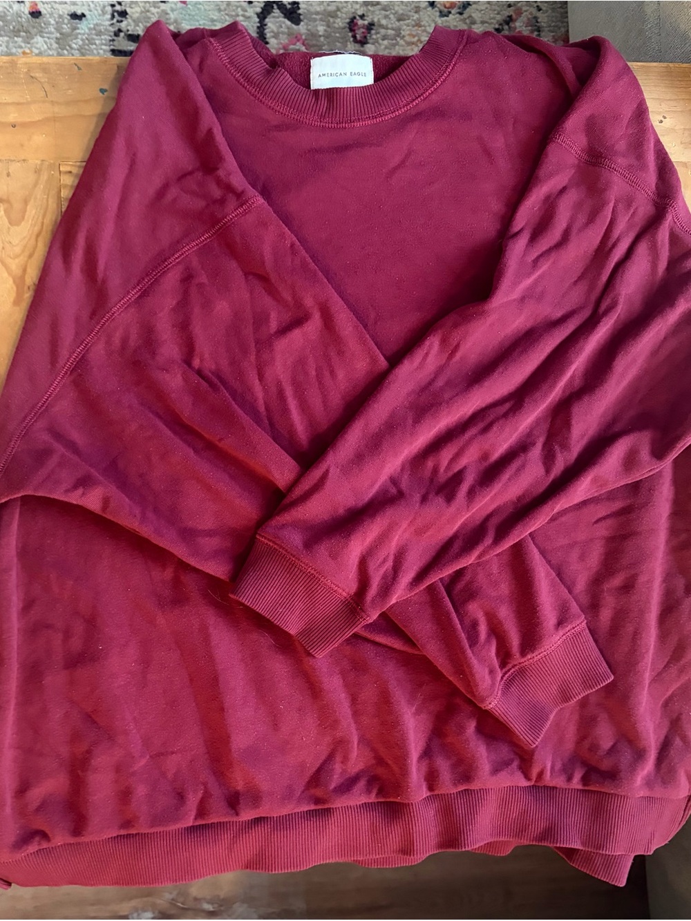 American Eagle Outfitters Crewneck Sweater in Deep Burgundy